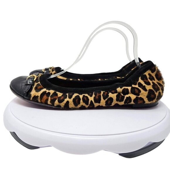 AGL Monika Cap Toe Ballet Flats Shoes Leopard Print Women’s Size 10 Calf Hair - Picture 2 of 13